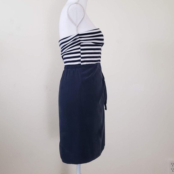 DKNY Strapless Navy Striped-Bodice Dress - Picture 7 of 15